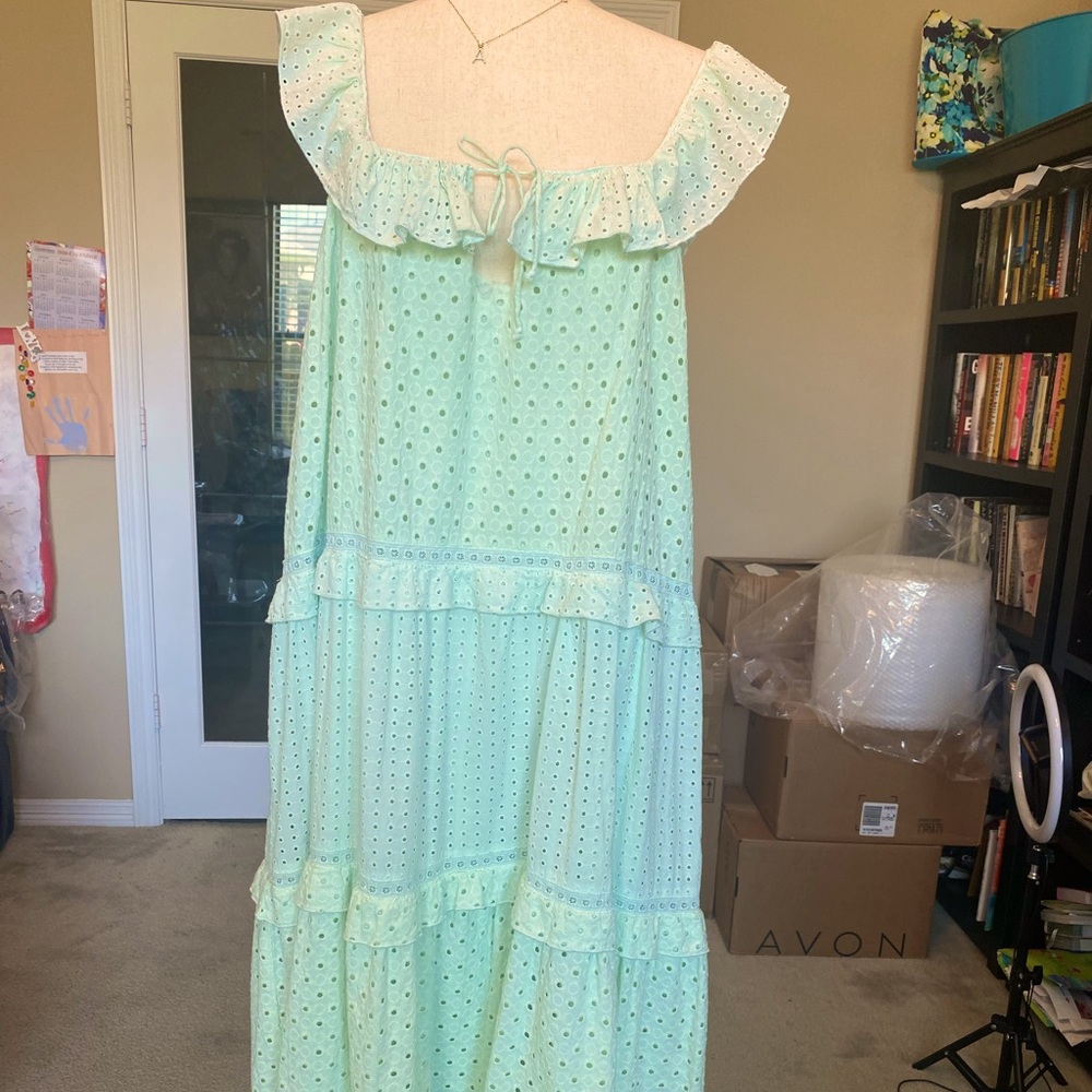 Zara Embroidered Lace Midi Dress NWT L - Picture 4 of 10